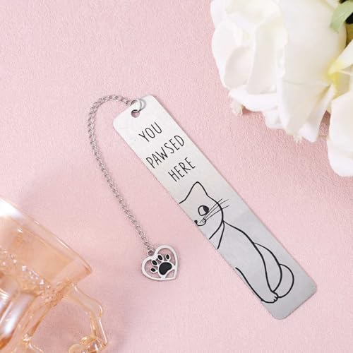 Cute Cat Bookmark, Reading Lover Gift Zinc Alloy Bookmarks for Women - style: Silver Smile Cat