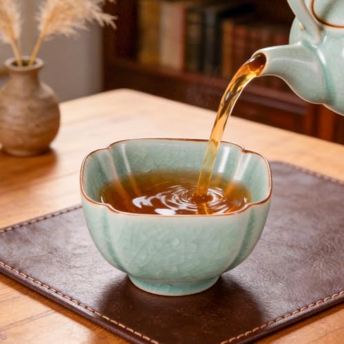 KAMMAK Japanese Tea Cups, 4 Oz Small Handmade Ceramic Teacups, Set of 2 - style: GN06