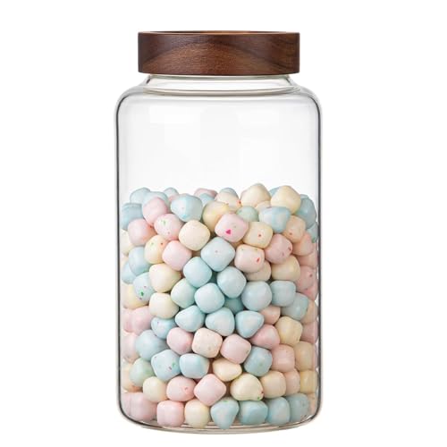 Glass Jar Canisters with Airtight Lids, Clear Glass Coffee Jars with High Sealing Threaded Mouth, Food Storage Canister for Pantry Sugar Tea Coffee Cookies (84 FL OZ / 2500ml) - size: 84 FL OZ / 2500ml