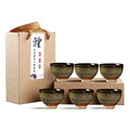 Chinese Ceramic Kung Fu Tea Set of 6, Japanese Tea Cup, Sake Cup, Ceramic Tea Set (Dark Yellow) - color: Dark Yellow