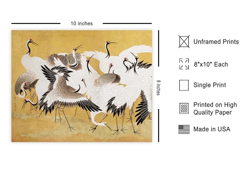 Poster Master Vintage Flock of Cranes Print - Retro Japanese Crane Art - Bird Art - Gift for Animal Lover - Chic Decor for Home, Office, Living Room - 8x10 UNFRAMED Wall Art - color: Style-05, size: 8"L x 10"W