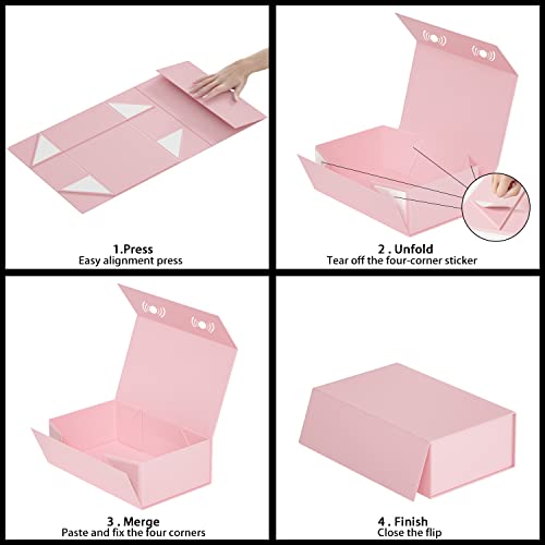 RYDDOY Pink Gift Box, 12x6x4'' Gift Boxes with Lids for Presents - color: Pink, size: 12 x 6 x 4 Inch