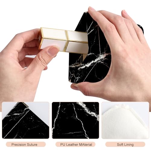 2Pcs PU Leather Small Squeeze Coin Purse Pouch Mini coin Bag Unique And Cute Wallet Cosmetic Bags Change Bag For Women Girls Men （Black marble - color: Black marble