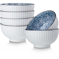10 oz Small Ceramic Bowls Set of 6, 4.5 Inch Japanese Blue and White Bowls for Ice Cream, Rice, Dessert, Snack, Dipping, Microwave and Dishwasher Safe - Floral Pattern - size: Floral Pattern