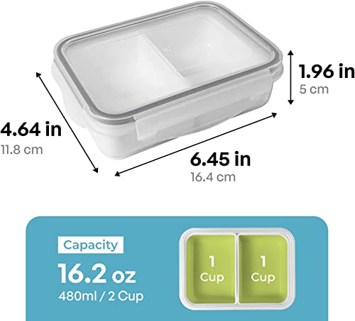 carrotez 2 Compartment Food Container - 2 Cup (480ml) - color: White, size: 2 Compartment (2 Cup)