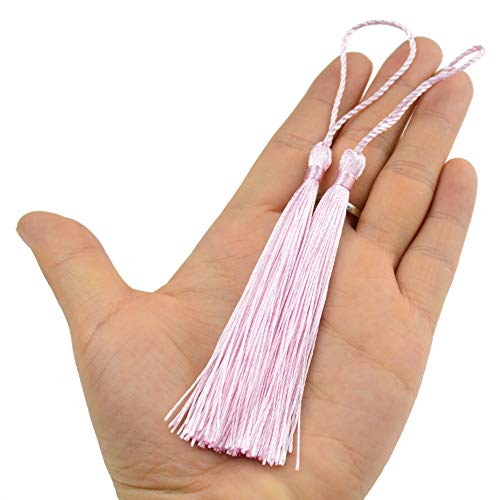 100Pcs 5 Inch Silky Bookmark Tassels for Jewelry, Souvenir(Water Pink) - color: Water Pink