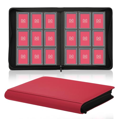 Toploader Binder, 9-Pocket 288 Cards Holder for 3"x4" Rigid Card Sleeves - color: 9Oxblood Red