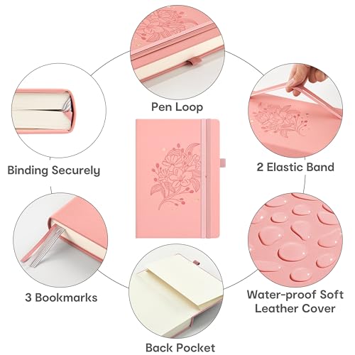 &And Per Se 365 Page Journal – A5 Hardcover Lined Notebook, One Book for the Whole Year, 100gsm Thick Paper, Numbered Pages & 3 Bookmarks, Annual Diary for Daily Writing (Blush) - color: Blush with Pattern, style: 365-Lined