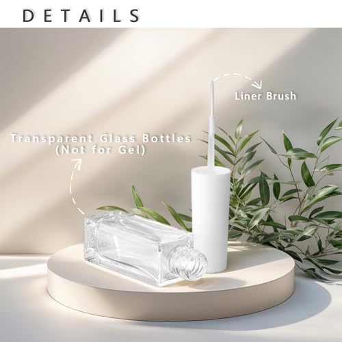 Nail Art Liner Empty Bottles 7ML, 6 Pack Empty Blooming Nail Polish Bottles with Brush & Mixing Balls & Funnels for Nail Decoration DIY Art (Not for Gel) (WHITE) - color: WHITE