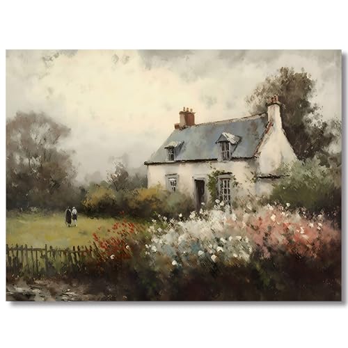 Huabsad Vintage Landscape Flower Portrait Oil Painting Canvas Wall Art Antique Cottage Outdoor Garden Spring Wall Decor Rustic Farmhouse Bedroom Aesthetic Painting Prints 12x16in Unframed - color: Oil painting03, size: 12x16in Unframed