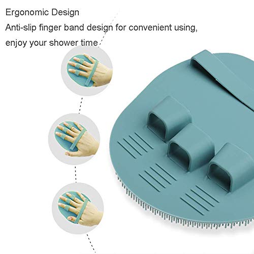 1 Pack Soft Silicone Shower Brush, Body Scrubber Exfoliating Skin Massage - color: Eucalyptus Green