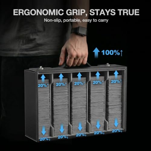 Trading Card Storage Box 3900+ with Handle, Black - color: Black, size: 3900+ with Handle & Metal Latch