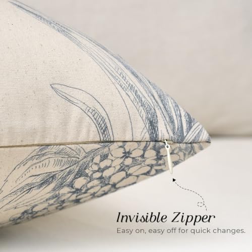 Kevin Textile Hydrangea Floral Pillow Covers Set of 2 18x18 Inch, Blue - color: Blue