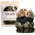Kitsch Pillow Satin Scrunchies for Women - Black, 4pcs - color: Black (4 pcs)