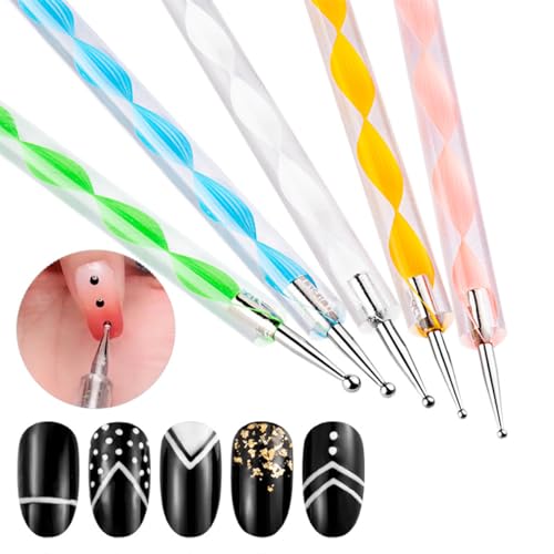 Nail Dotting Tools Kit - 10 Pcs, 5 Double-end Tools, 5 Nail Liner Brushes - color: c-10pcs