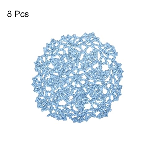 uxcell Fabric Coasters, 8pcs 4" - Cotton Woven Crochet Doilies, Lace Embroidery Cup Mat with Floral Pattern for Wedding Party Decoration (Light Blue) - color: Light Blue