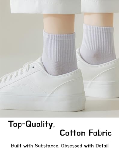 NevEND 6 Pairs Women's Mini Crew/Ankle Cotton Athletic Socks with Thick Cushioned 9-11 - color: Black/White