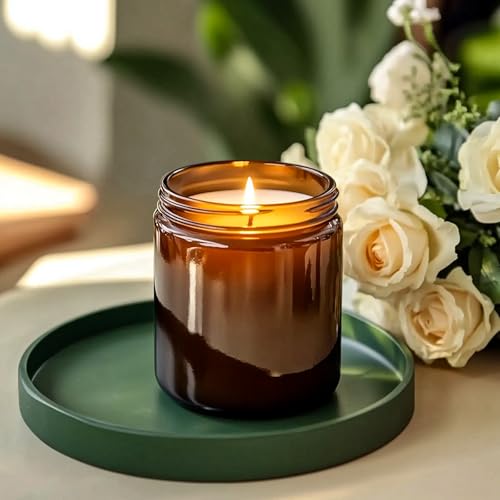 KEYWING 8oz Amber Glass Jars with Black Lids, 30 Pack Cosmetic Containers - color: Amber, size: 8oz-30Pack