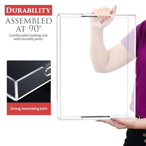 Acrylic Tray 16x12 with Cut Handles - Spill Proof Decorative Tray is an Ideal Countertop Organizer for Living Rooms, Ottoman Coffee Tables, Offices, Kitchens & Serving Guests - color: Transparent, size: 16" x 12" x 2"