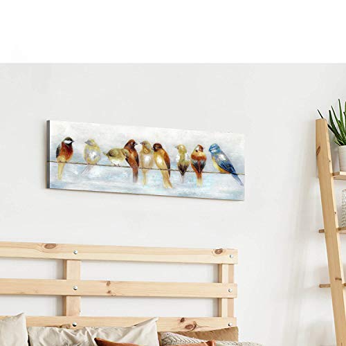 ARTISTIC PATH Abstract Birds on Wire Cnavas Wall Art 36x12 Inch - color: yellow, size: 36"L x 12"W
