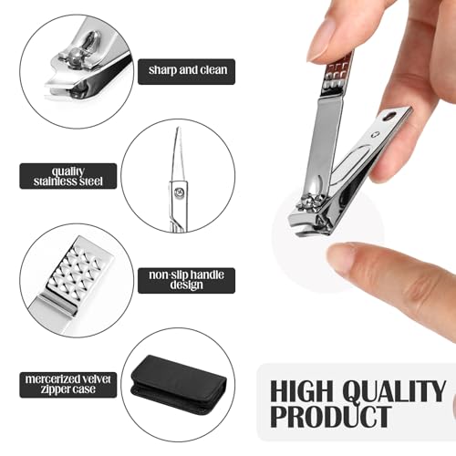Coume 24 Sets Mini Manicure Kit for Women Men Nail Clippers, Black - color: Black