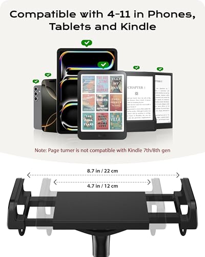 Stouchi Gooseneck Kindle Holder with Remote Page Turner for Bed Reading