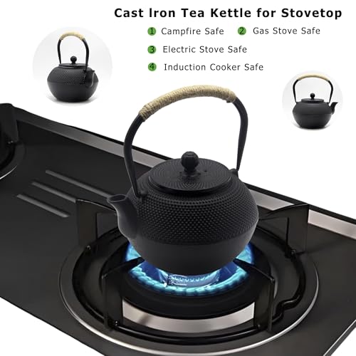 YJX 40.6 fl oz Cast Iron Teapot Set, Tea Set with Cups and Saucers - size: 1200 ml with Cups and Saucers