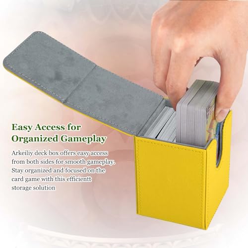 Arkeiliy MTG Deck Box 110+ Storage Sleeved Cards for Magic Commander - color: Yellow III
