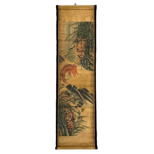 Wall Art Poster Prints Painting Scroll Decor Orchid Spring Japan Koi Fish - color: D
