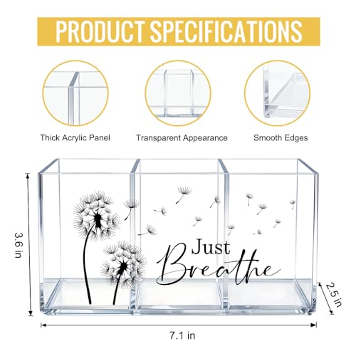 Just Breathe Dandelion Acrylic Pen Makeup Holder 3 Compartments - color: Transparent065