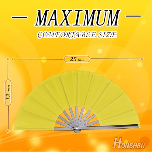 Folding Fan - 13 inch Nylon-Cloth Fan with Performance Design (Yellow) - color: Yellow