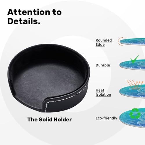 6 Pcs Leather Coasters for Drinks with Holder Bubble Sea Turtle Coaster Sets Drink Table Cup Coasters for Kitchen Coffee Decor - color: Sea Turtle