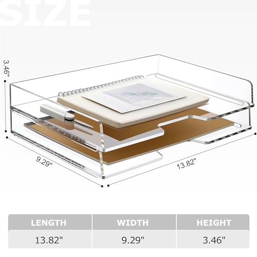 2 Pack-Stackable Paper Letter Tray Enlarged A4 File Desk Organizer Acrylic - style: Enlarged 2 Tier Trays