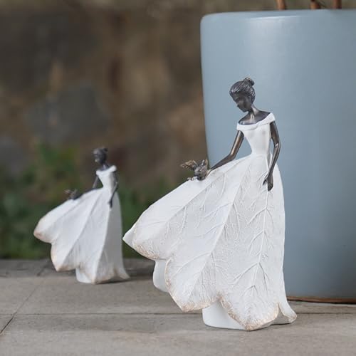 Guichifun Fairy Statue, White, 8.5 x 5.25 x 12 Inch - color: White-bird, size: Large