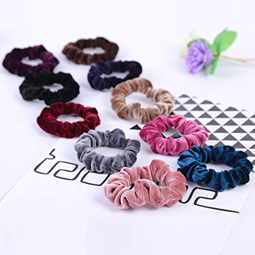 KINGMAS 10 Pcs Hair Ties Velvet Scrunchies, Elastic Flannelette Hair Bands