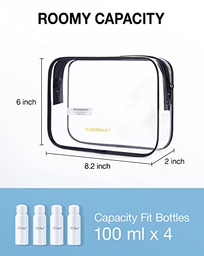 BAGSMART Clear Toiletry Bag 2-Pack TSA Approved Water-Repellent, Black - color: Active Black, size: Medium