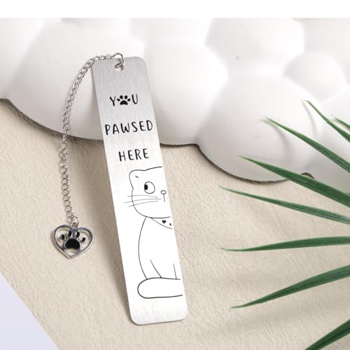 Cat Bookmark for Women, Zinc Alloy Kitten Book Marker with Heart Pendant - style: Scarf Cat