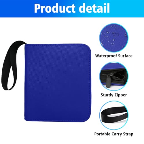 Mini Trading Card Binder for 80+ Cards - Lightweight Portable Top Loading Album with Secure Pockets for TCG, MTG, Baseball, Football, Sports & Game Cards (Blue) - color: Blue