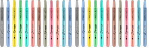WRITECH Retractable Highlighters Assorted Colors: Chisel Tip Click Aesthetic Highlighter Marker Pens Pack Multi Colored Ink No Bleed Smear for Highlighting Journaling (12ct Mild+Vintage) (Pack of 2) - color: Mild+Vintage, size: 1 Count (Pack of 24)