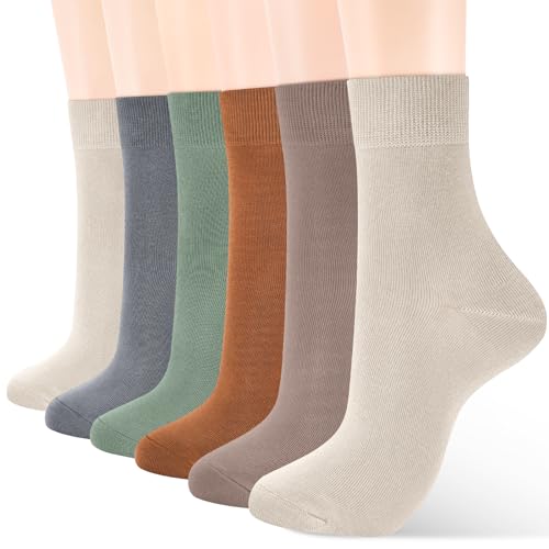 ATBITER Women Thin Cotton Crew Socks,Ankle Bootie Casual Dress Socks 6Pairs - color: 6 Pairs Multicolor, size: 9-11