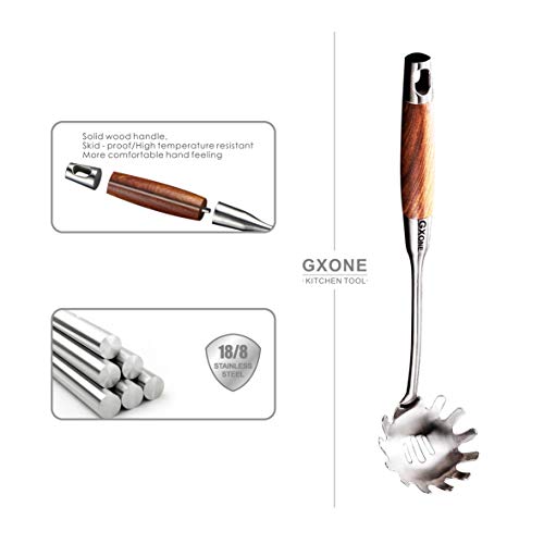 Spaghetti Spoon,304 Stainless Steel Pasta Spoon,Wooden Handle,14.2Inch - style: Pasta Spoon-wood handle