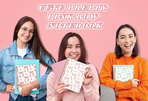 QUICQOD Cute Pink Bow Spiral Notebook Journal for Teen Girls, 5.5x8.3 Inch - color: Pink1
