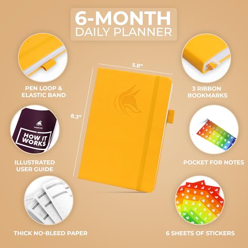 Clever Fox Daily Planner, Undated Professional & College Day, Amber Yellow - color: Amber Yellow (Undated)