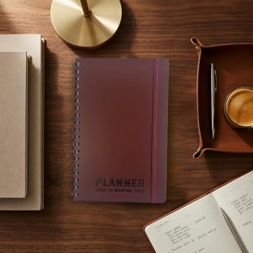 Nextnoid B5 18-Month Undated Monthly Planner, Hardcover, Burgundy - color: Burgundy, style: a-Monthly Undated