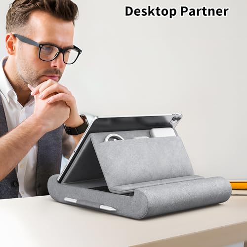CreaDream Tablet Pillow Stand, Foldable Tablet Holder for Lap, Bed - color: Grey