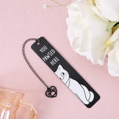 Cute Cat Bookmark, Reading Lover Gift Zinc Alloy Bookmarks for Women - style: Black Smile Cat