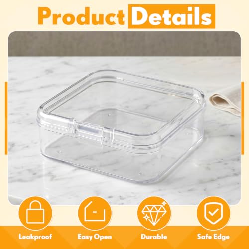Jetec 6 Pieces Small Clear Plastic Storage Box, 2.1 x 2.1 x 0.8 Inch - size: 2.1 x 2.1 x 0.8 Inch