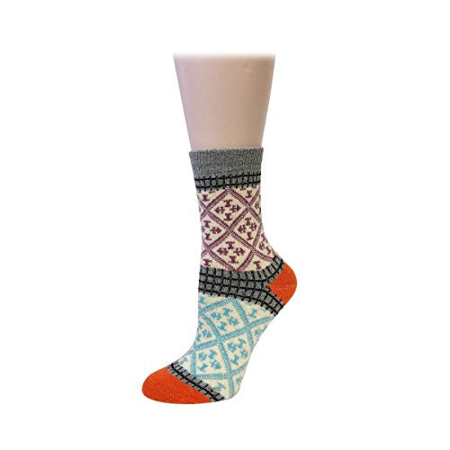 Bowbear Women’s 5-Pair Vintage Pattern Wool Socks - color: Emblem, size: 9-11