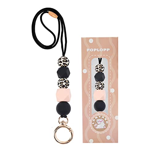 Teacher Lanyards for ID Badges and Keys, Cute Silicone Beaded Lanyard - color: Gold-005