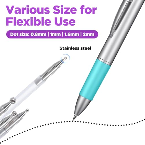 2PCS Nail Dotting Pen, 5-in-1 Nail Dotting Tool Ballpoint Pen Design Double End Nails Art Pens Dottings Tools Manicure Art Tools for Nails DIY Salon(Green)
